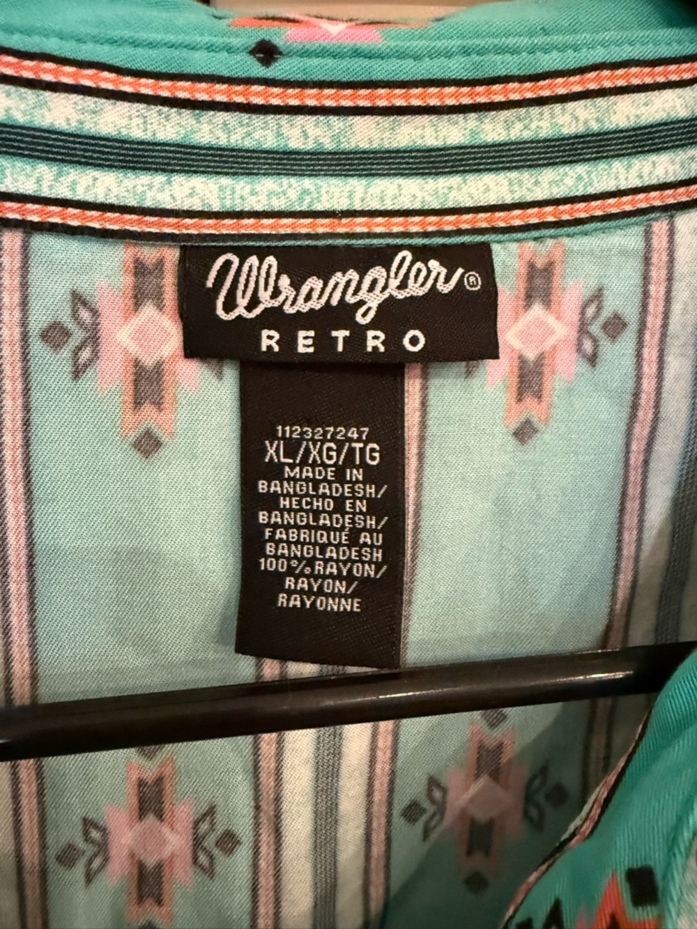 Wrangler Retro Southwestern Strip Snap Long Sleeve Shirt Western Top SIZE XL - Picture 5 of 8